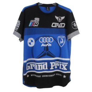 Lavish Society Audi Grand Prix Racing T-Shirt Short Sleeve Blue Black